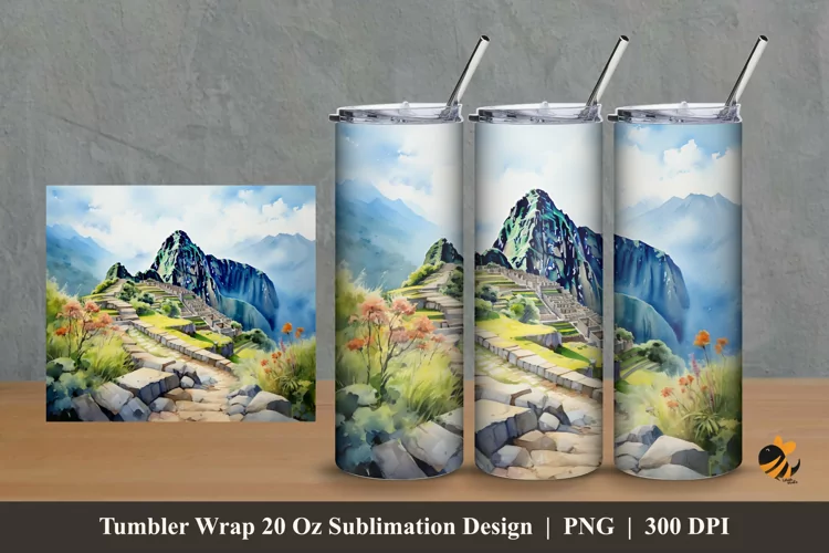 Hill View Tumbler Wrap Sublimation Design 2