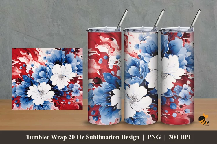 Beauty Foral Batik Tumbler Wrap Sublimation Design 2