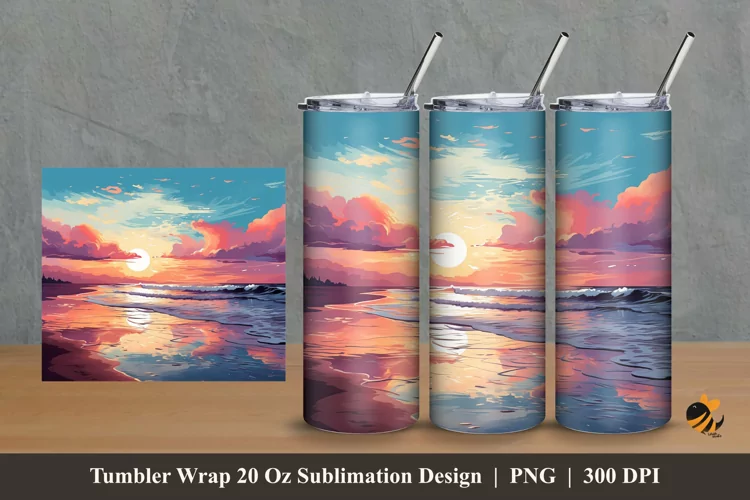 Twilight Painting Tumbler Wrap Sublimation Design 2