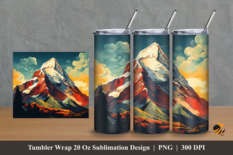Rock Peak Tumbler Wrap Sublimation Design 2 example image 1