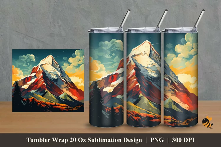 Rock Peak Tumbler Wrap Sublimation Design 2