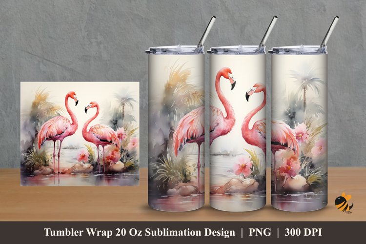 Stork Flowers Tumbler Wrap Sublimation Design 2