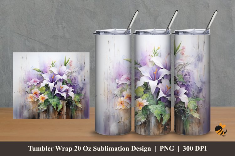 African Violet Tumbler Wrap Sublimation Design 2 example image 1