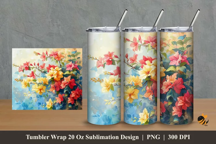Plants Abstract Tumbler Wrap Sublimation Design 2