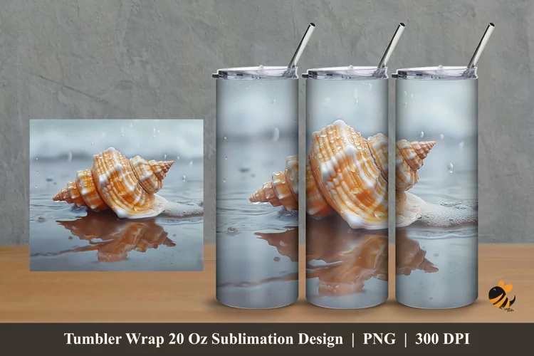 Seashell Tumbler Wrap Sublimation Design 2