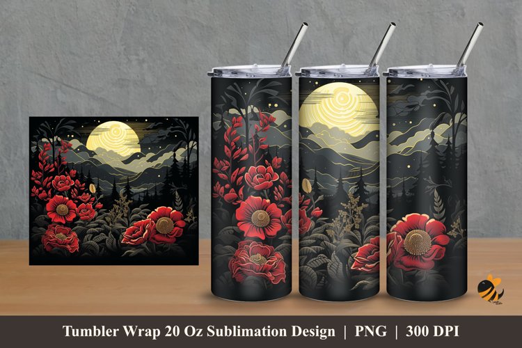 Glow Sunset Tumbler Wrap Sublimation Design 2