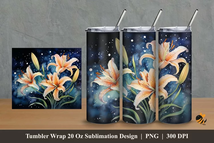 Wild Lily Tumbler Wrap Sublimation Design 2