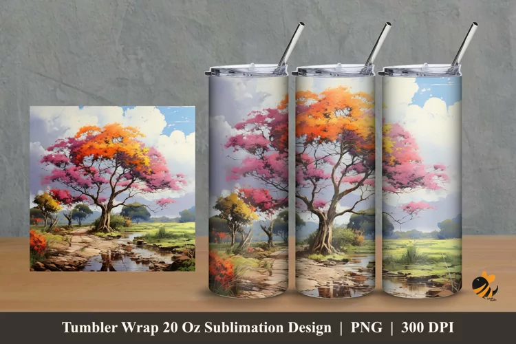 Beautiful Tree Tumbler Wrap Sublimation Design 2