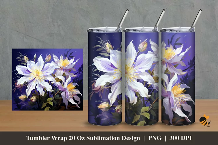 Columbine Floral Tumbler Wrap Sublimation Design 2