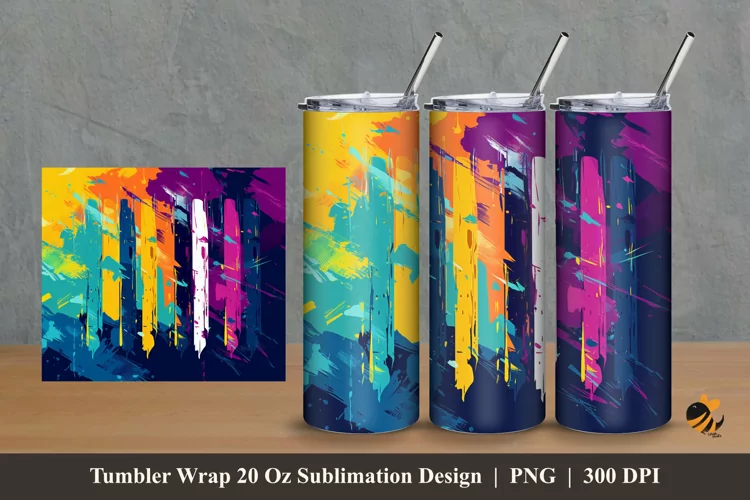 Funky Color Tumbler Wrap Sublimation Design 2