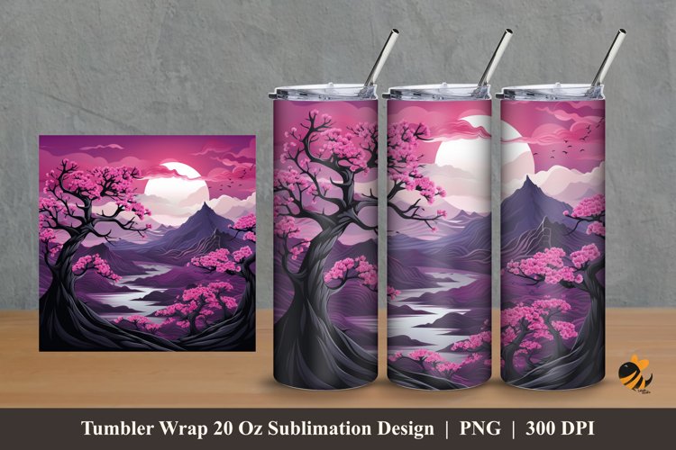 3d Nature Bougainvillea Tumbler Wrap Sublimation Design 2