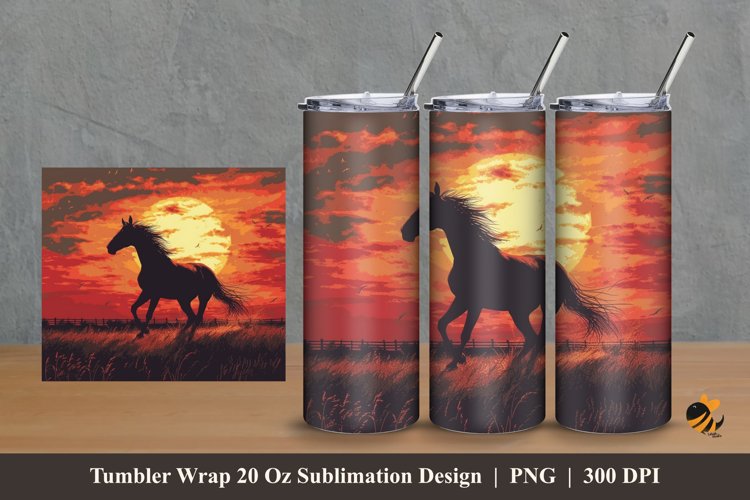 Wildlife Horse Tumbler Wrap Sublimation Design 2