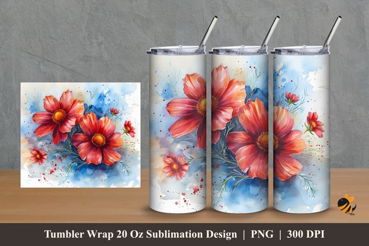 Flower Abstract Tumbler Wrap Sublimation Design 2