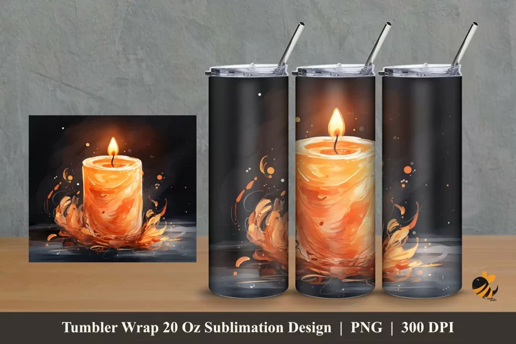 Valentine Candle Tumbler Wrap Sublimation Design 2