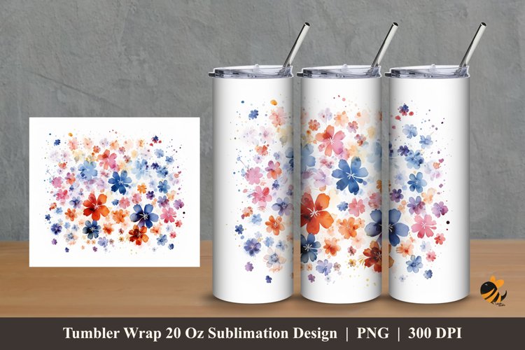 Floral Style Tumbler Wrap Sublimation Design 2 example image 1