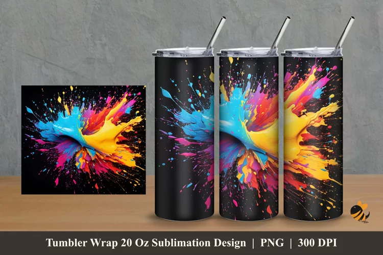 Splash Colorful Tumbler Wrap Sublimation Design 2