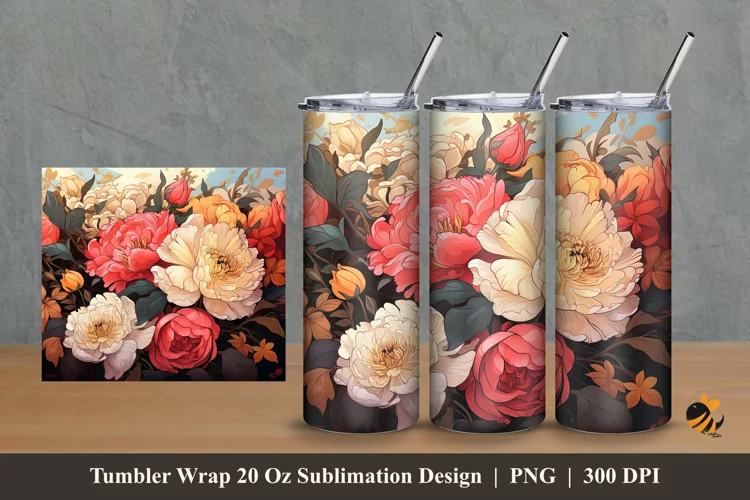 Flowery Tumbler Wrap Sublimation Design 2