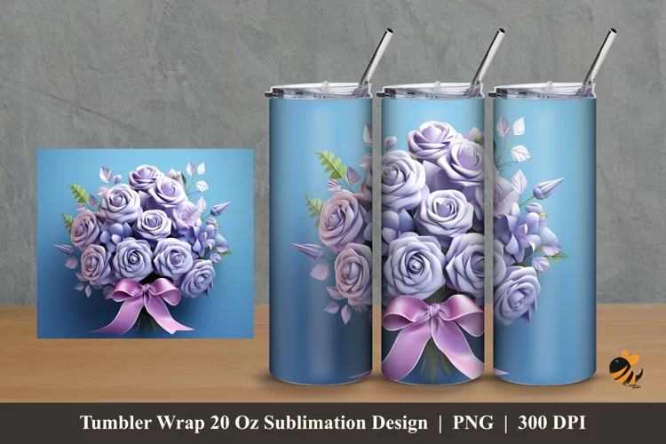 Graceful Rose Tumbler Wrap Sublimation Design 2