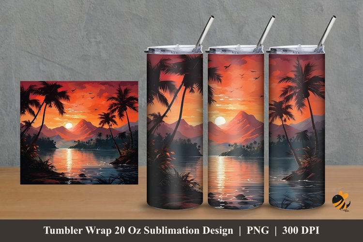 Ancient Sunset Tumbler Wrap Sublimation Design 2