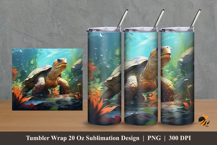 Wild Turtle Tumbler Wrap Sublimation Design 2