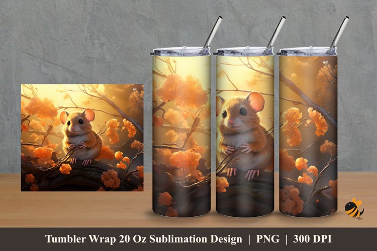 Cute Mouse Animals Tumbler Wrap Sublimation Design 2 example image 1