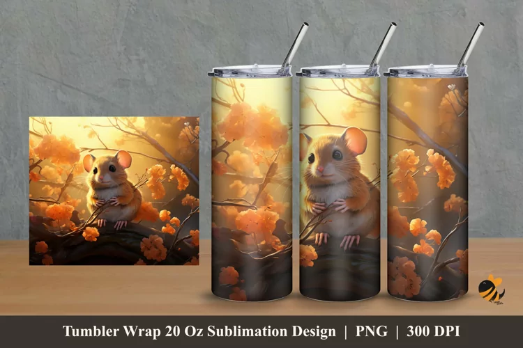 Cute Mouse Animals Tumbler Wrap Sublimation Design 2