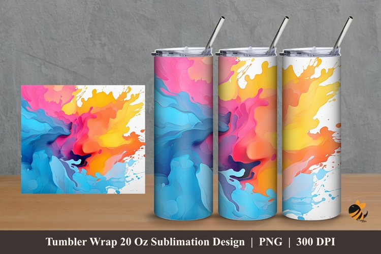 Mix Colors Abstract Tumbler Wrap Sublimation Design 2 example image 1