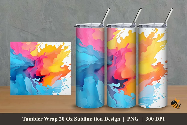 Mix Colors Abstract Tumbler Wrap Sublimation Design 2