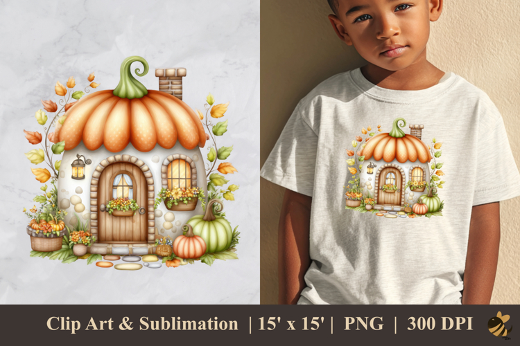 Mushroom House Fall DTF Sublimation Clipart Design 2
