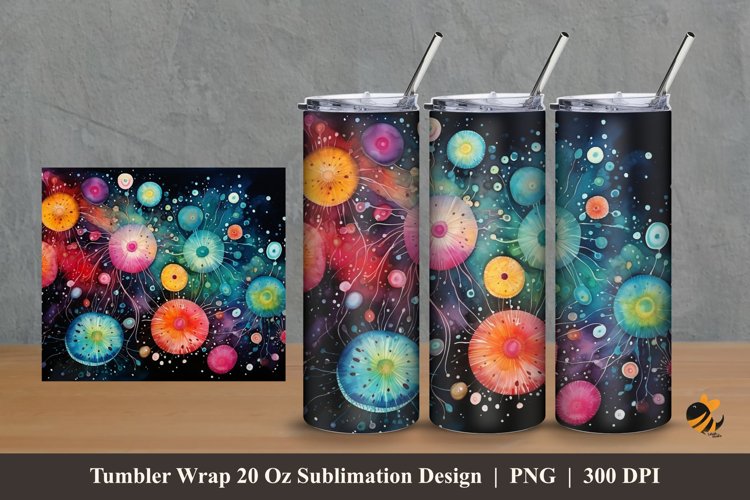 Watercolor Spora Tumbler Wrap Sublimation Design 2 example image 1