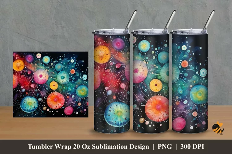 Watercolor Spora Tumbler Wrap Sublimation Design 2