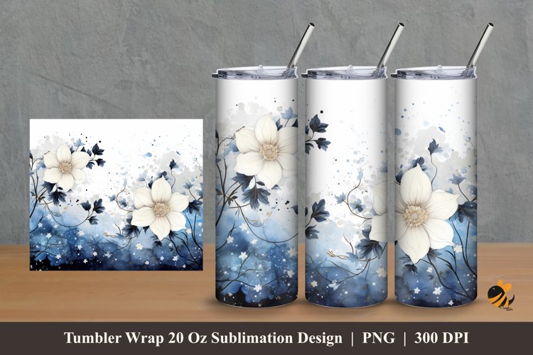 Exotic Flowers Tumbler Wrap Sublimation Design 2