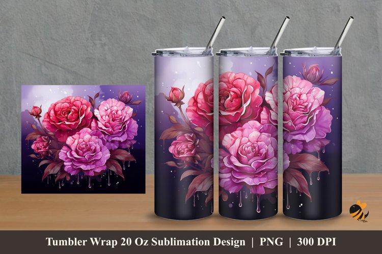 Carnation Flower Tumbler Wrap Sublimation Design 2