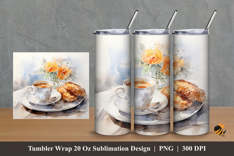 Morning Coffee Milk Tumbler Wrap Sublimation Design 2