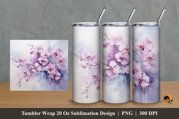 Romantic Flower Tumbler Wrap Sublimation Design 2