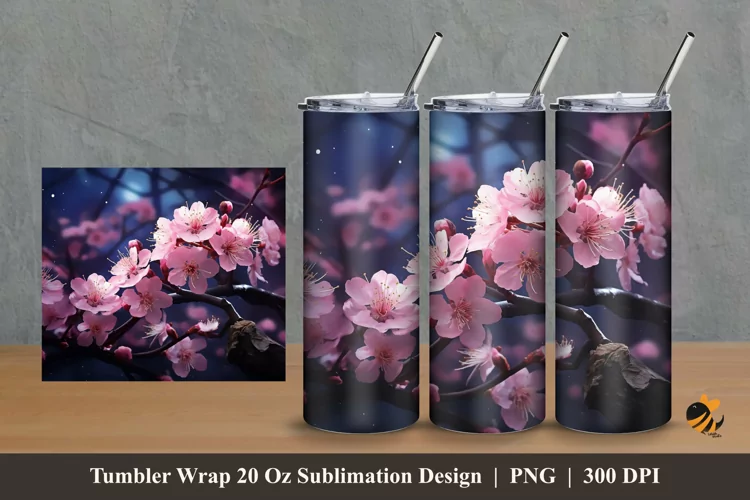 Flower of Love Tumbler Wrap Sublimation Design 2