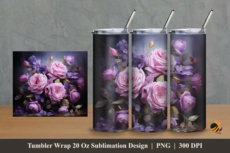 Luxurious Flowers Tumbler Wrap Sublimation Design 2