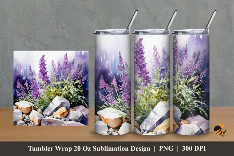 Wild Lavender Tumbler Wrap Sublimation Design 2