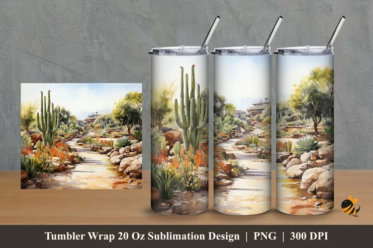 Cactusy Tumbler Wrap Sublimation Design 2