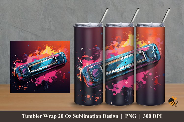Colorful harmonica Tumbler Wrap Sublimation Design 2