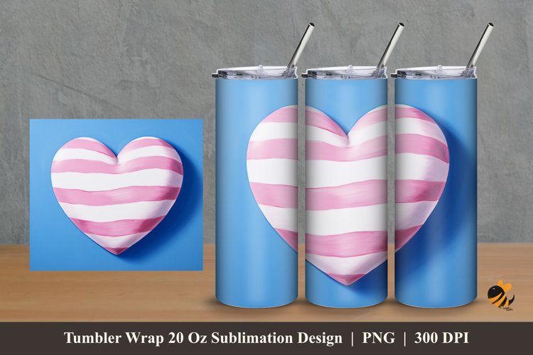 3d Watercolor Love Tumbler Wrap Sublimation Design 2 example image 1
