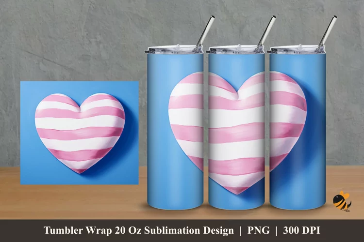 3d Watercolor Love Tumbler Wrap Sublimation Design 2