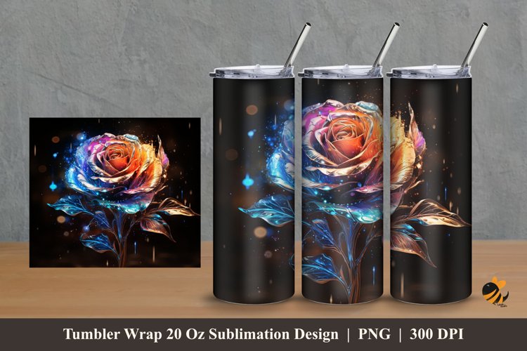 Luxury Rose Tumbler Wrap Sublimation Design 2 example image 1