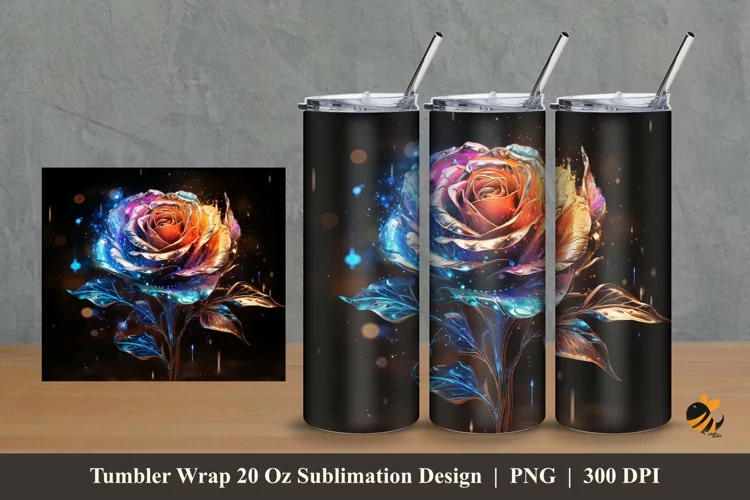 Luxury Rose Tumbler Wrap Sublimation Design 2