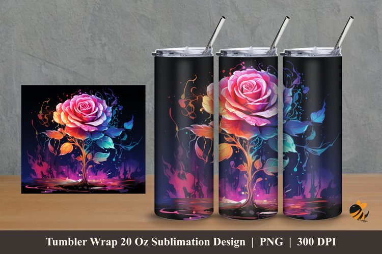 Rose Imagination Tumbler Wrap Sublimation Design 2 example image 1