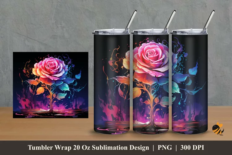 Rose Imagination Tumbler Wrap Sublimation Design 2