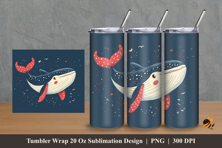 Scandinavian Whale Tumbler Wrap Sublimation Design 2
