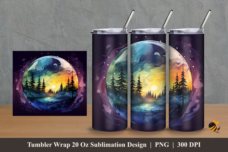 Fantasy Forest Tumbler Wrap Sublimation Design 2 example image 1