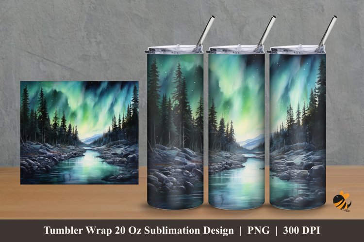 Beauty Aurora At Nature Tumbler Wrap Sublimation Design 2