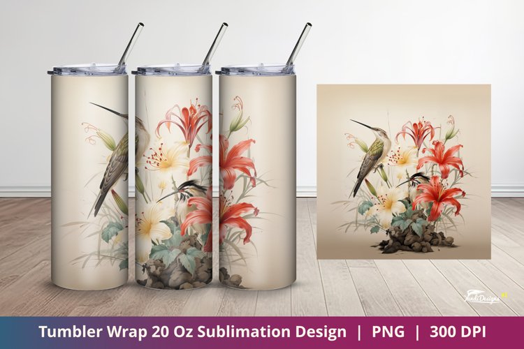 Lily and Bird Tumbler Wrap Sublimation 2